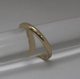 WR14 - 3mm half round Solid 9CT YELLOW GOLD Stacking Ring