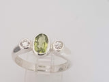 LR443 Peridot and CZ Ring Handcrafted in Sterling 925 Silver