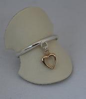 LR211tt - Solid 9ct yellow gold and Sterling silver Heart Stacking charm Ring