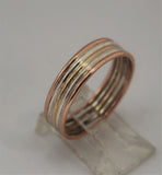 LR259 - 9ct Rose gold Yellow Gold and sterling Silver 5 band  3 tone ring