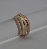 LR262-2 - 9ct Rose gold Yellow Gold and sterling Silver hand crafted 3 tone Russian  ring