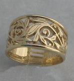 LR448 - Hand crafted 9ct Yellow gold Filigree ring