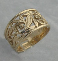 LR448 - Hand crafted 9ct Yellow gold Filigree ring