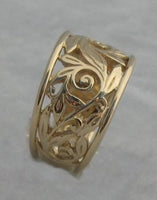 LR448 - Hand crafted 9ct Yellow gold Filigree ring