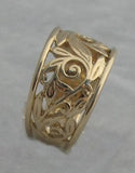 LR448 - Hand crafted 9ct Yellow gold Filigree ring