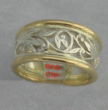 LR498 - 9ct Yellow gold and sterling Silver hand crafted filigree ring