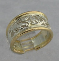 LR498 - 9ct Yellow gold and sterling Silver hand crafted filigree ring