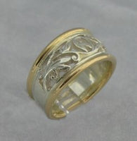 LR498 - 9ct Yellow gold and sterling Silver hand crafted filigree ring