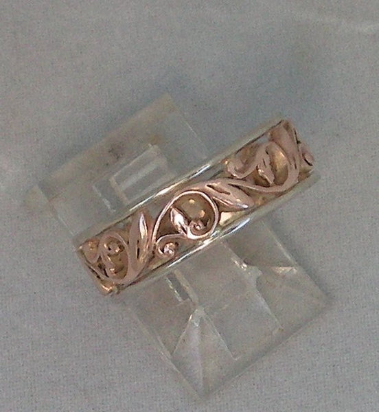 LR520 - 9ct rose and white gold filigree ring