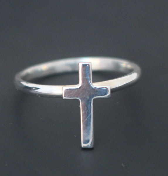 LR206 - Solid Sterling silver Cross Stacking Silver Ring