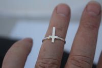 LR206 - Solid Sterling silver Cross Stacking Silver Ring