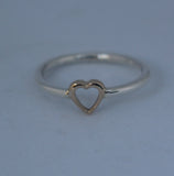 LR226tt - Solid 9ct yellow gold and Sterling silver Heart Stacking Ring