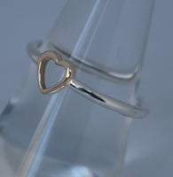 LR226tt - Solid 9ct yellow gold and Sterling silver Heart Stacking Ring