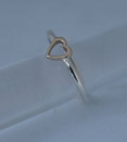 LR226tt - Solid 9ct yellow gold and Sterling silver Heart Stacking Ring