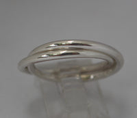 LR247 - Solid Sterling silver 2 band interlocked Duo Stacking Ring