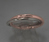 LR247 - Solid Rose gold and Stg silver 2 band interlocked Duo Stacking Ring