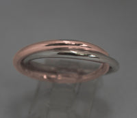 LR247 - Solid Rose gold and Stg silver 2 band interlocked Duo Stacking Ring