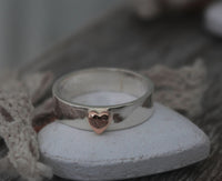 LR248 - Solid 9ct Rose gold and Sterling silver Heart Stacking Ring