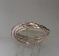 LR249 - 9ct Rose gold Yellow Gold and sterling Silver hand crafted 3 tone Russian  ring