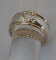 LR257 - Domed half round Solid 9ct yellow gold and Sterling silver Stacking Heart Ring