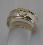 LR257 - Domed half round Solid 9ct yellow gold and Sterling silver Stacking Heart Ring