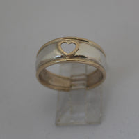 LR257 - Domed half round Solid 9ct yellow gold and Sterling silver Stacking Heart Ring