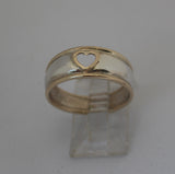 LR257 - Domed half round Solid 9ct yellow gold and Sterling silver Stacking Heart Ring