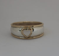 LR257 - Domed half round Solid 9ct yellow gold and Sterling silver Stacking Heart Ring