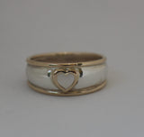 LR257 - Domed half round Solid 9ct yellow gold and Sterling silver Stacking Heart Ring