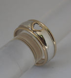 LR257 - Domed half round Solid 9ct yellow gold and Sterling silver Stacking Heart Ring