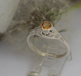 LR300 Natural Citrine bezel set in a Sterling Silver filagree ring