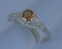 LR300 Natural Citrine bezel set in a Sterling Silver filagree ring