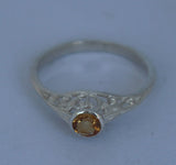 LR300 Natural Citrine bezel set in a Sterling Silver filagree ring