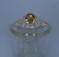 LR300 Natural Citrine bezel set in a Sterling Silver filagree ring