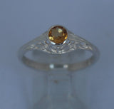 LR300 Natural Citrine bezel set in a Sterling Silver filagree ring