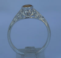 LR300 Natural Citrine bezel set in a Sterling Silver filagree ring