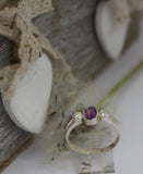 LR443 Amethyst and CZ Ring Handcrafted in Sterling 925 Silver