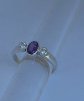 LR443 Amethyst and CZ Ring Handcrafted in Sterling 925 Silver