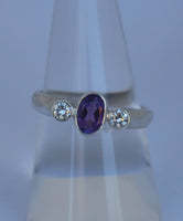 LR443 Amethyst and CZ Ring Handcrafted in Sterling 925 Silver