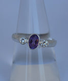 LR443 Amethyst and CZ Ring Handcrafted in Sterling 925 Silver