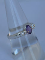 LR443 Amethyst and CZ Ring Handcrafted in Sterling 925 Silver