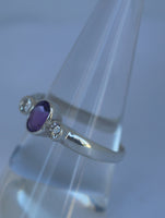 LR443 Amethyst and CZ Ring Handcrafted in Sterling 925 Silver