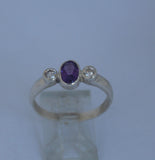 LR443 Amethyst and CZ Ring Handcrafted in Sterling 925 Silver