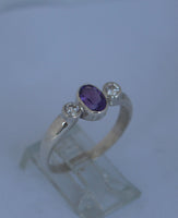 LR443 Amethyst and CZ Ring Handcrafted in Sterling 925 Silver