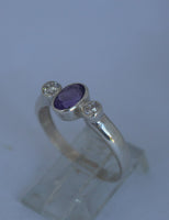 LR443 Amethyst and CZ Ring Handcrafted in Sterling 925 Silver