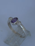 LR443 Amethyst and CZ Ring Handcrafted in Sterling 925 Silver