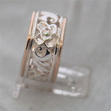 LR456 - 9ct rose gold and sterling Silver filigree ring