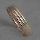 LR514 - 9ct Rose gold Yellow Gold and sterling Silver hand crafted 3 tone ring