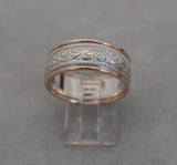 LR516 - 9ct ROSE gold and sterling Silver filigree ring