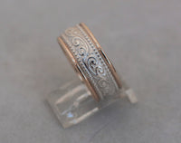 LR516 - 9ct ROSE gold and sterling Silver filigree ring